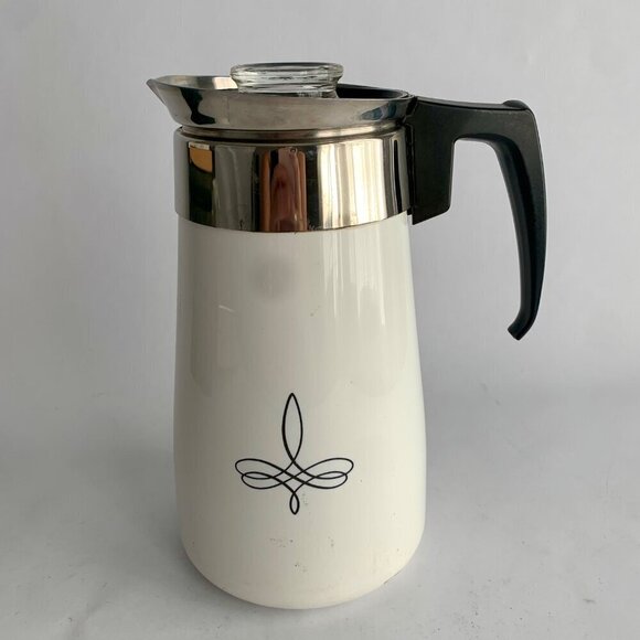 Corning Ware 9 Cup Black Trefoil Coffee Pot Carafe - Picture 1 of 8